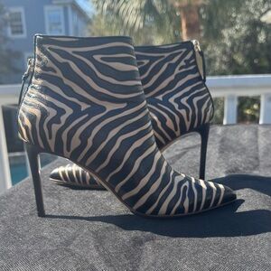 Stylish Zebra Pattern Heeled Boots